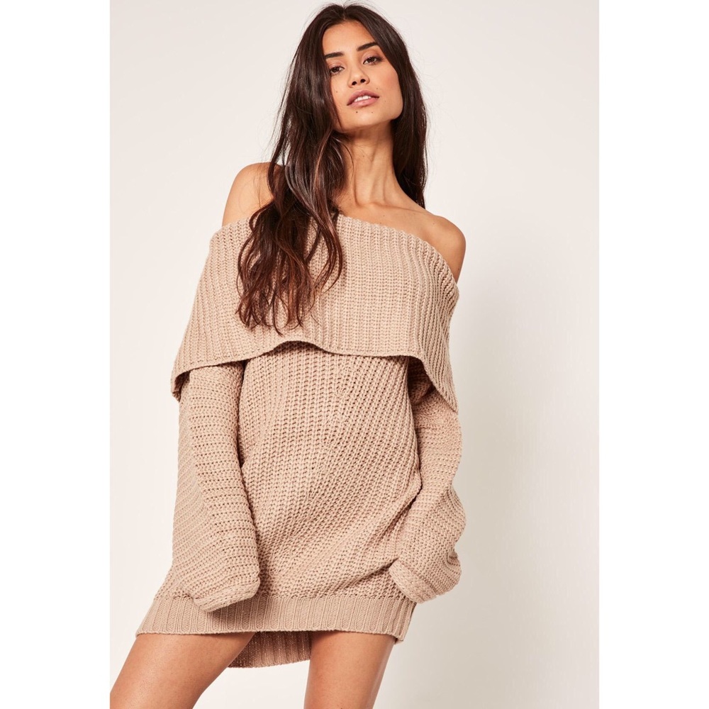 Missguided Mini Sweater Dress Off Shoulder Sweater